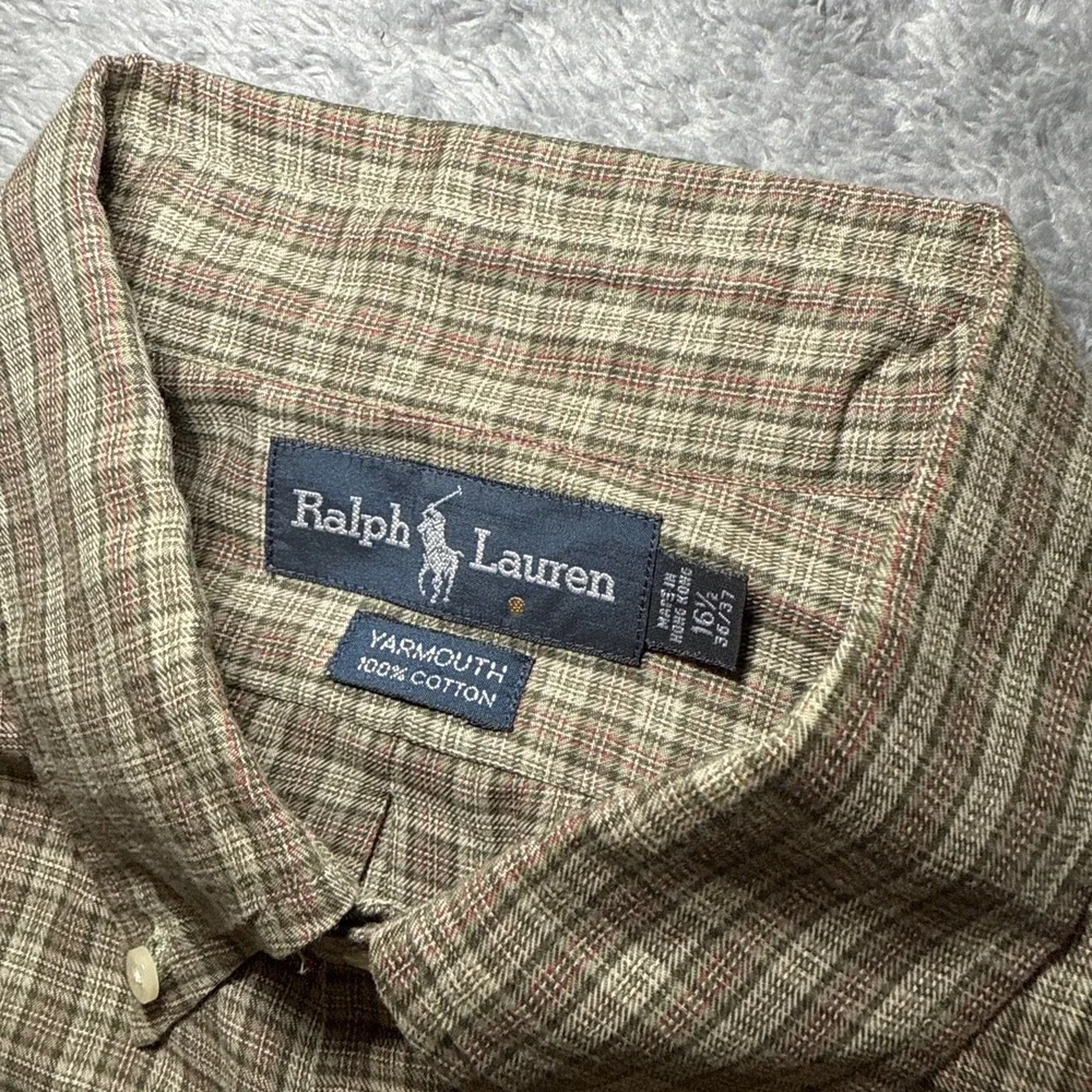 Ralph Lauren Yarmouth Button Down Long Sleeve Men's 16 1/2 36/37 Cotton Plaid